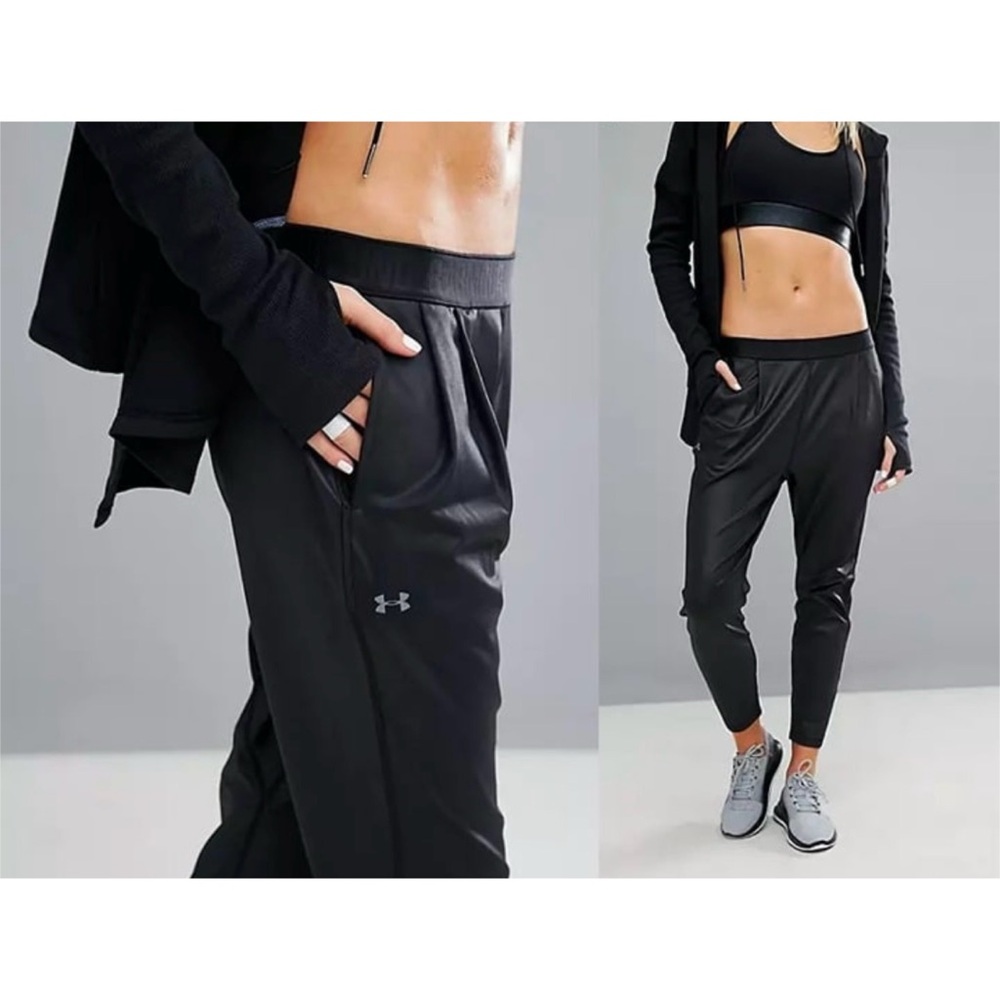 NWT Under Armour UA Harem Jogger XS/S Black Shine StudioLux Stretch Pants